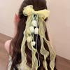 Pendant Tassel Muguet Flower Hairpin Mesh Ribbon Organza Bowknot Barrette  Bridesmaids