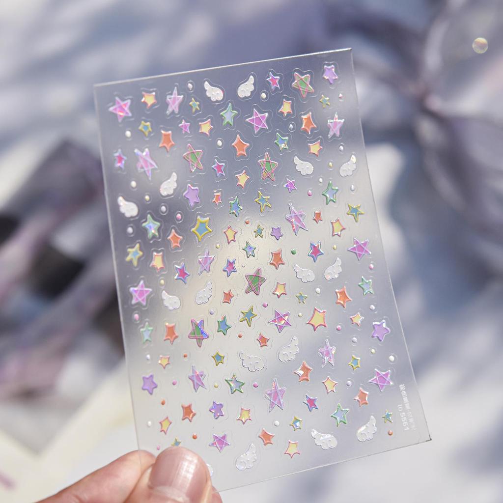 Tomoni Shell Light Nail Stickers: Popular Cute Colorful Star Nail Art Accessories