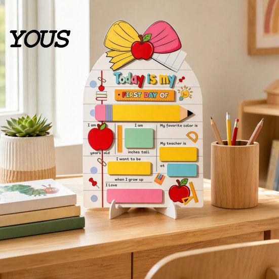 Reusable School Board Personalized First Day of Wooden Sign, Erasable Back to Sign Board, Cute Classroom Decor, Keepsake Memory Tracker