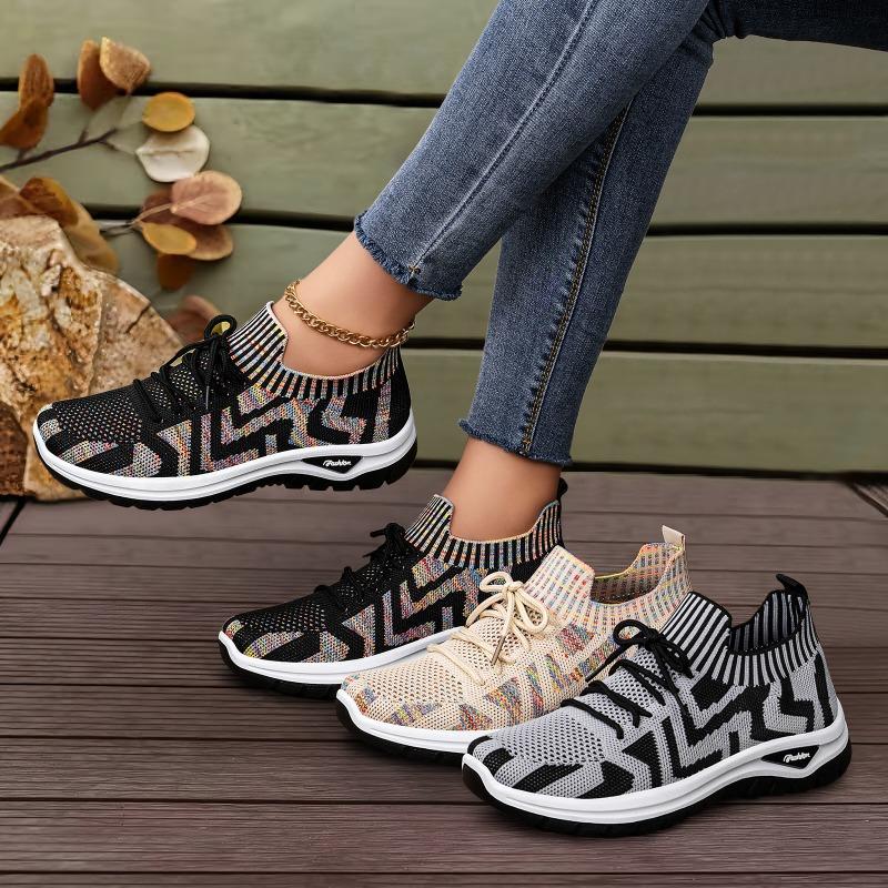 Shoes women's fashion women's shoes color matching casual shoes light mouth soft sole flying woven shoes breathable and comfortable sports shoes