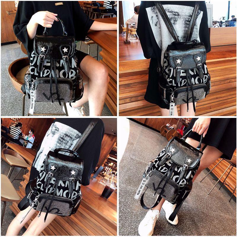 XDLM Rhinestone Cowhide Backpack for Women