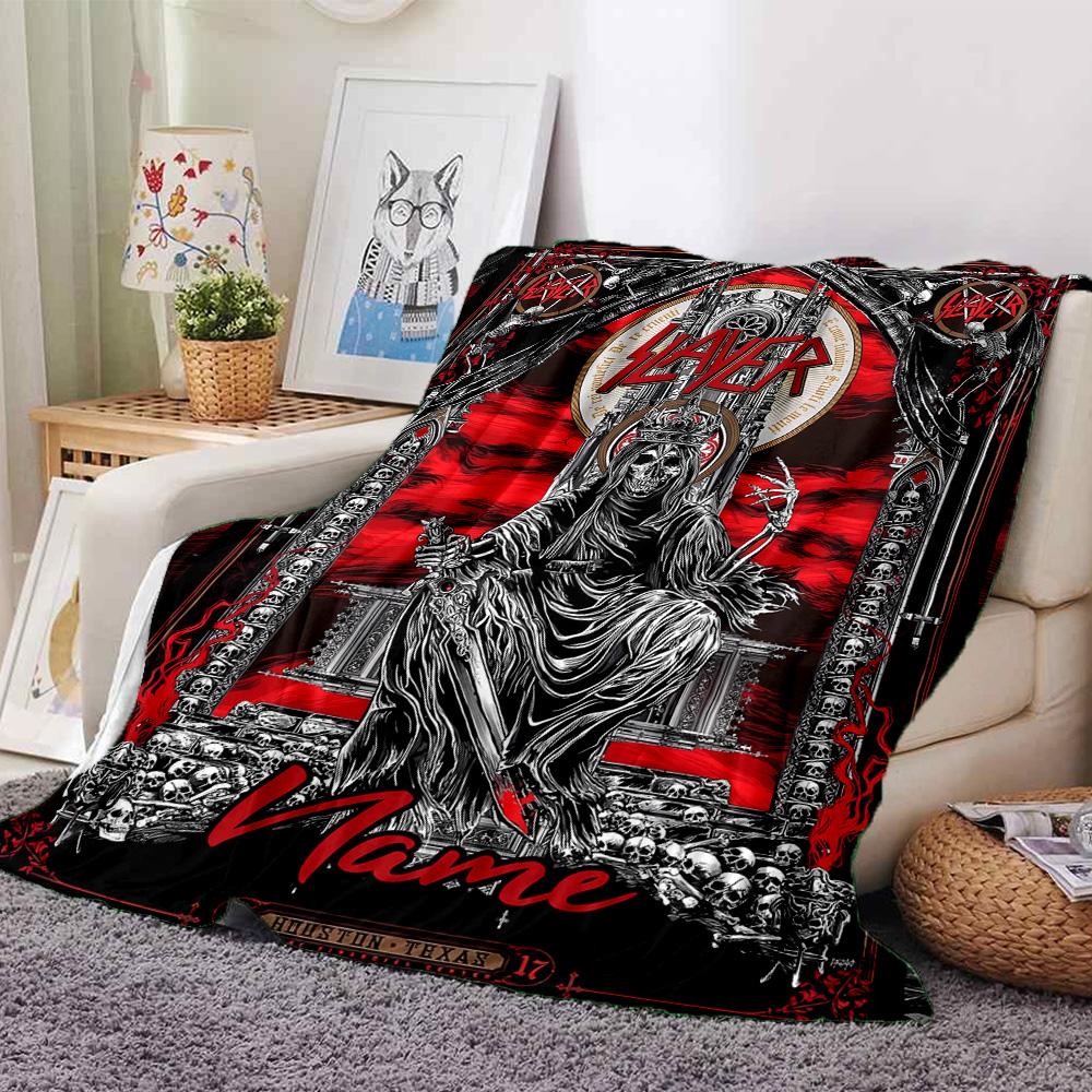 Customiz Name Personality Slayer logo Blanket Soft &Warm Sofa Office Bed Travel Lunch Break Blanket, Gift Suitable All Seasons