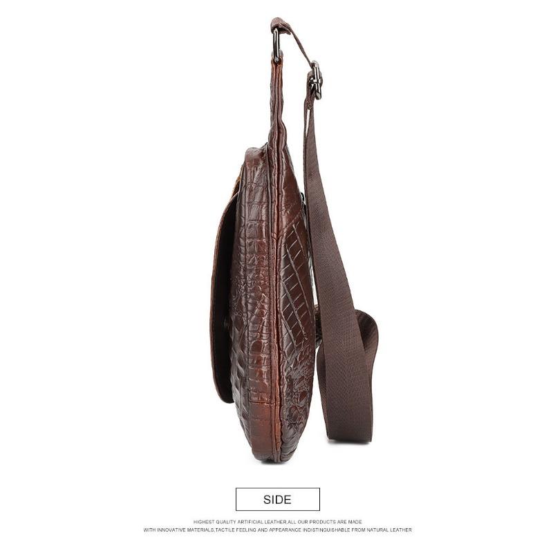Herren Leder Brusttasche Alligator Dreieck schräge Umhängetasche lässige Top-Layer-Umhängetasche aus Rindsleder