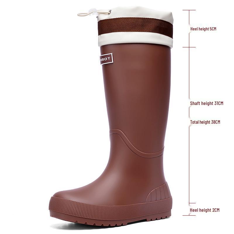 Korean Women's Waterproof Non-slip Lightweight Rain Boots with Drawstring