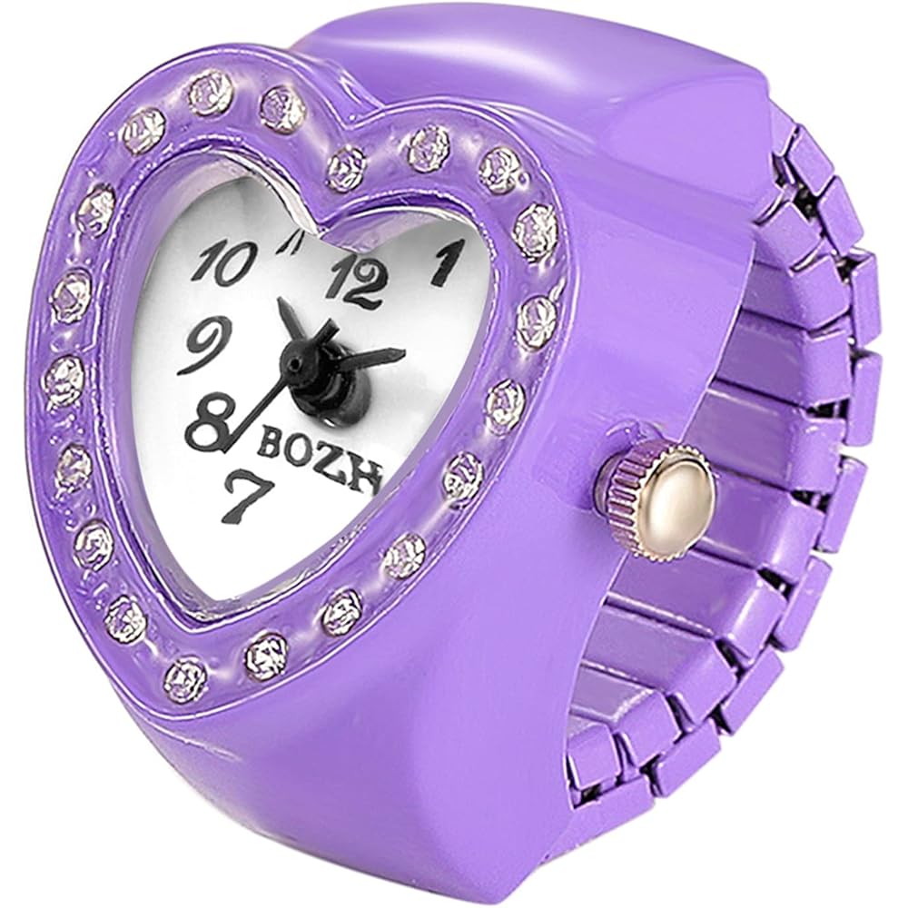 Jewelrywe Ring Watch Waterproof Business Fashion Quartz Sports Stainless Steel with Flip-Up Cover and Numeric Dial
