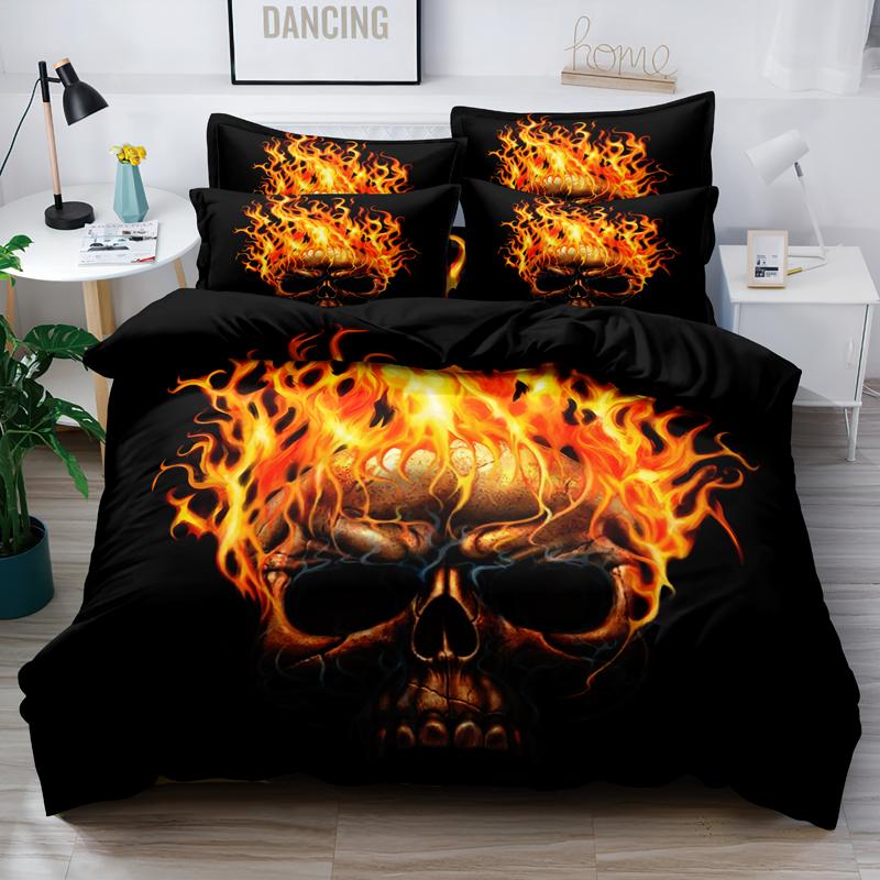 

Комплект из 3 предметов с простым современным рисунком в виде черепа и животного, цифровой печатью, комплект постельного белья(1 пуховый пододеяльник+2 наволочки) 135x200cm