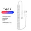 2M Spring USB Cable for Retractable 6A Type C Micro USB Charger Cable for Xiaomi Huawei Charging Cord