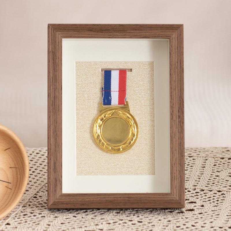 Wooden Medal Frame & Display: Marathon Tag Holder and Decorative Picture Frame
