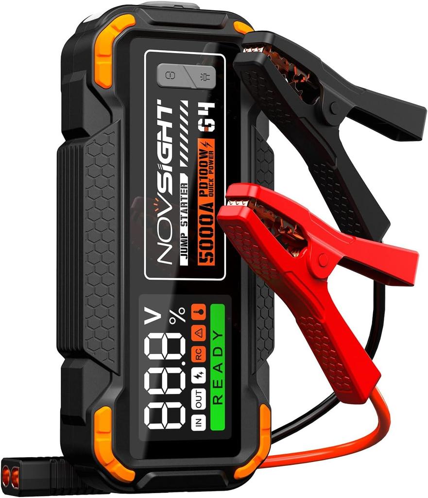 6000A 13-in-1 Portable Jump Starter with Air Compressor, 12V Power Pack for Gas/Diesel Cars, 150PSI Tire Inflator