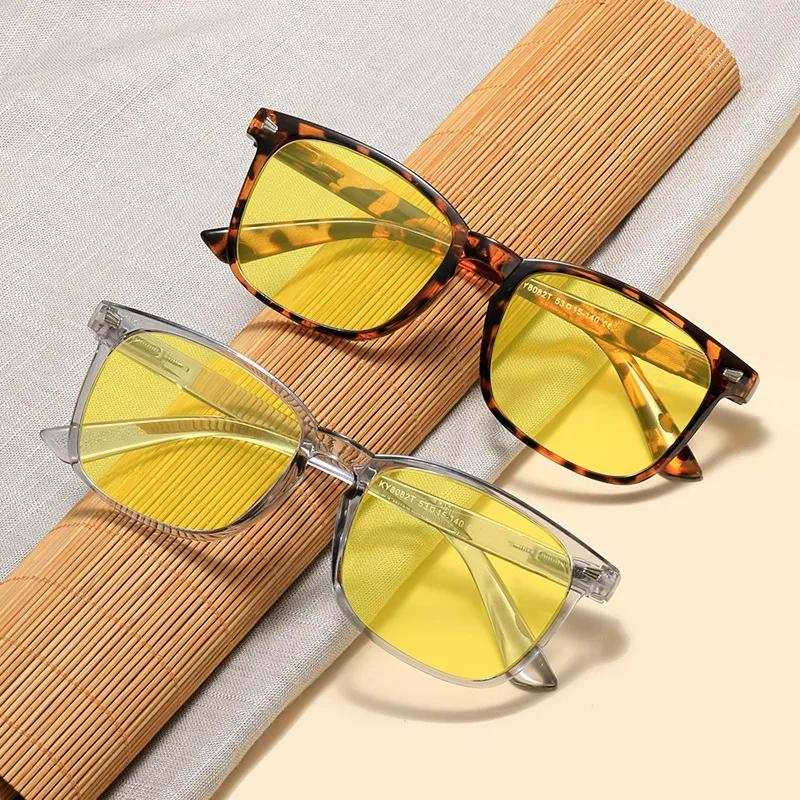 Fashion Square Frame Plain Glasses Orange & Red Lenses Anti Blue Light Glasses Gaming Protective Eyewear Night Driving Goggles