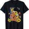 Black Woman Sunflowers Melanin Queen Black History Month T-Shirt