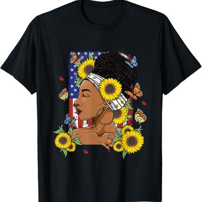 Schwarze Frau Sonnenblumen Melanin Königin Black History Month T-Shirt
