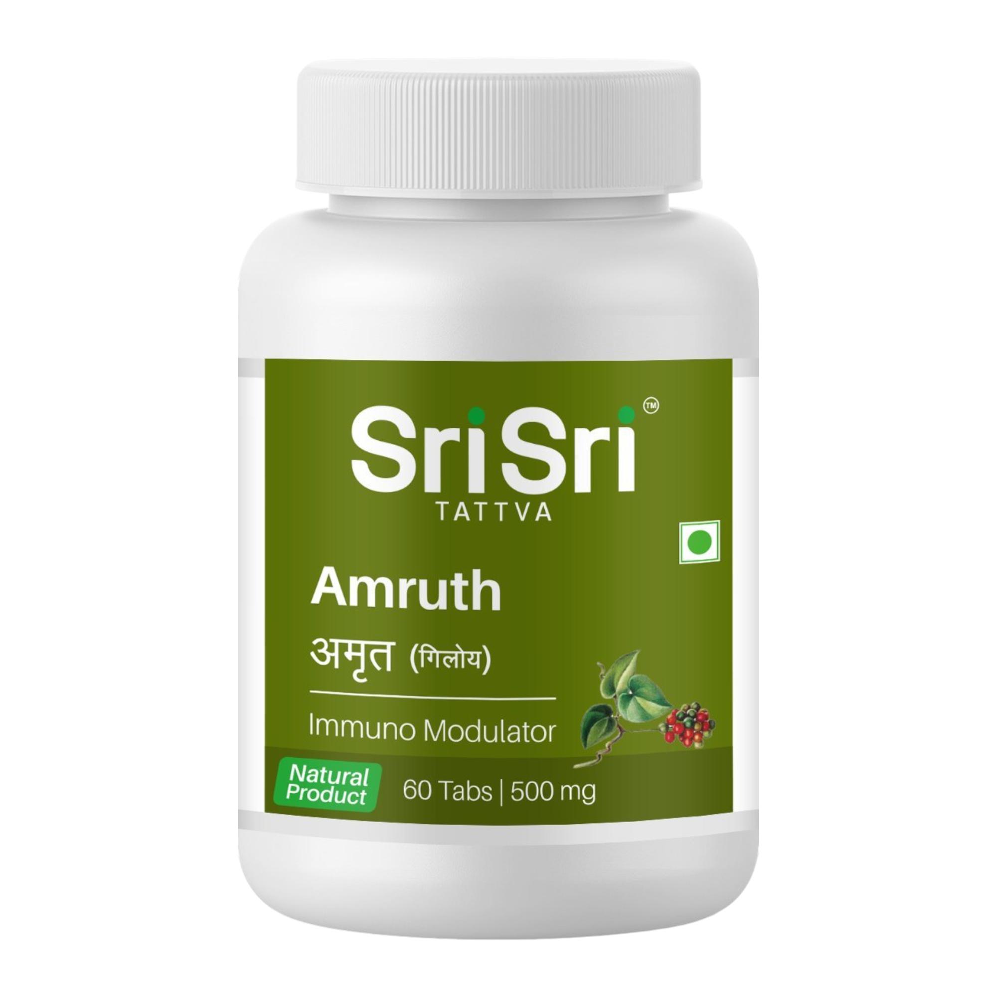 

Sri Sri Tattva Amruth 500mg Tablet 60Tab | Herbal Immunity Booster Supplement | Giloy Extract