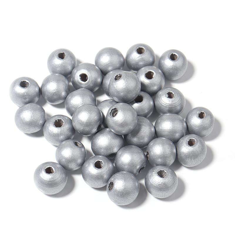 50-200pcs/Lot Plated Color Wooden Beads Coated Round Loose Spacer Ball Bead for Jewelry Making DIY Bracelet Necklace Accessories