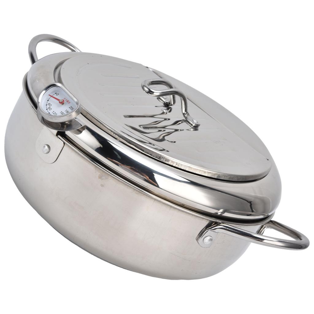 Ανοξείδωτο Ατσάλι 304 Τηγανιέρα Ελεγχόμενης Θερμοκρασίας Φριτέζα Μαγειρέματος με Θερμόμετρο για Κουζίνα