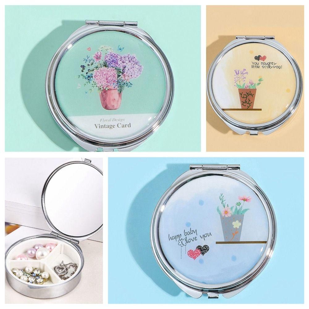 

Складная шкатулка для драгоценностей Портативное ручное зеркало Ящик для хранения деликатесов Девушка