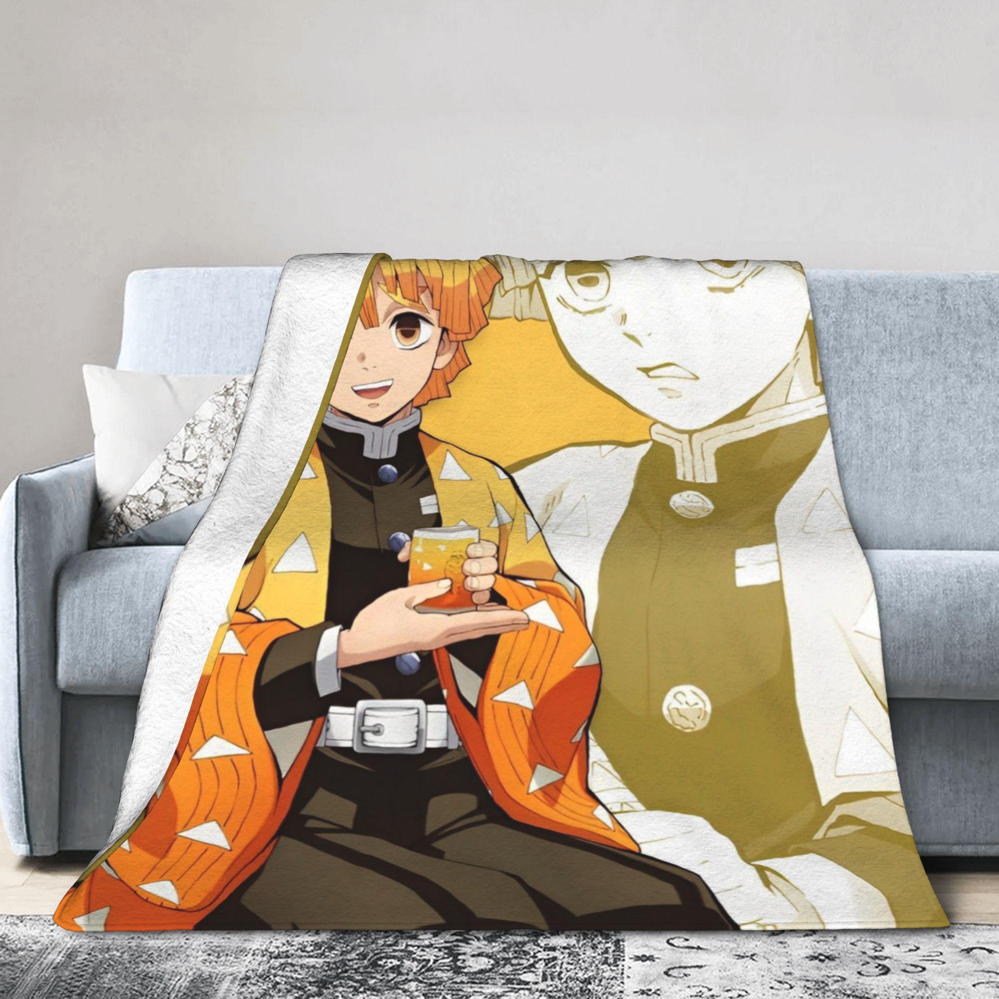 

Kimetsu No Yaiba Blankets Fleece Zenitsu Anime Super Soft Throw Blanket for Airplane Travel Bed Rug 75x90cm