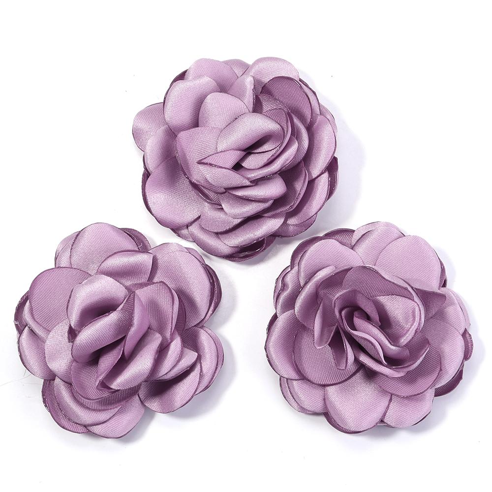 3pcs 5cm Satin Burned Edge Camellia Fabric Artificial Flower For Wedding Party DIY Crafts Clothing Headwear Decor Accessories