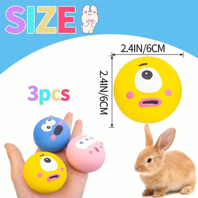 1 Piece Cute Big Eyed Design, Pet Rubber Grinding Teeth Cleaning Ball, Squeaking Dog Toy Ball, Interactive Training Pet Supplies