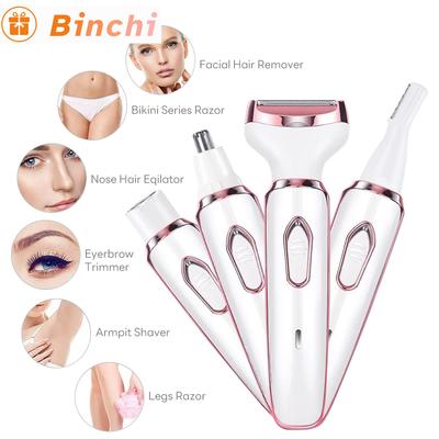 4 In 1 Electric Epilator Bikini Eyebrow Nose Women Lady Facial Hair Removal Trimmer Body Painless Female Depilator Skin Care