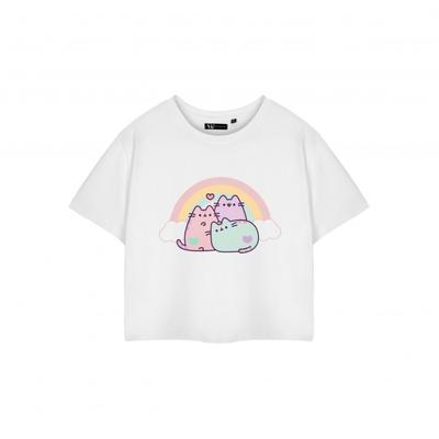 Womens/Ladies Rainbow Short-Sleeved Crop Top