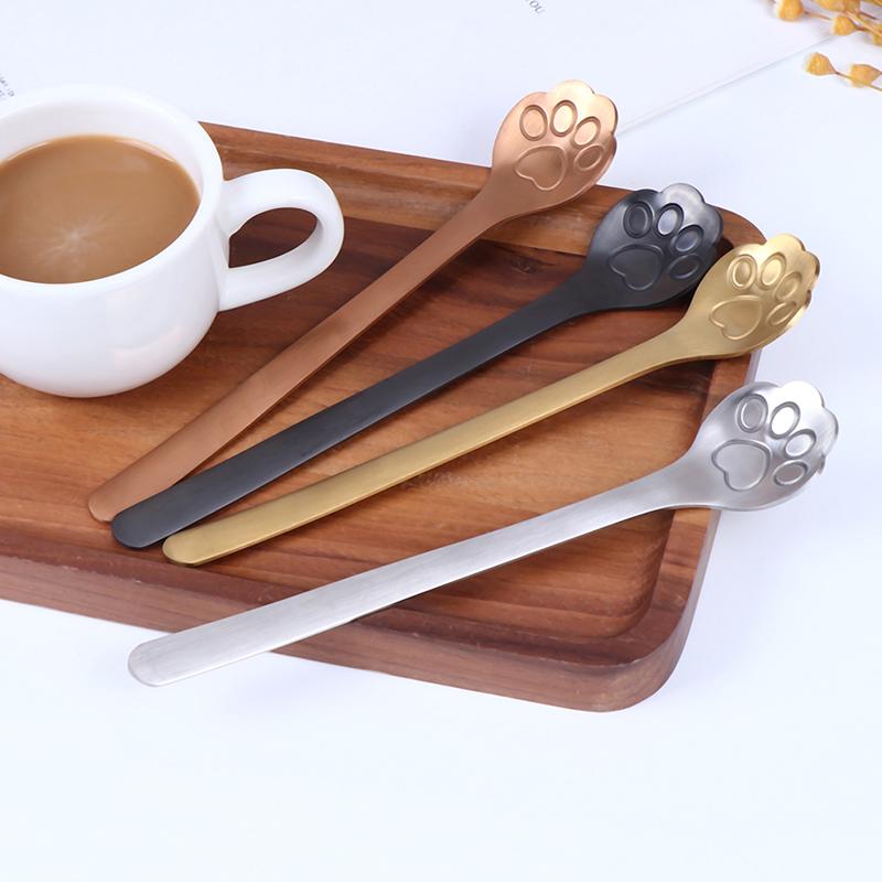 1Pc Stainless Steel Coffee Dessert Spoon Cat Paw Claw Spoon Stirring Spoon