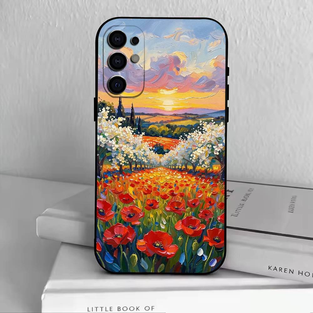 Van Gogh Monet Oil Painting Phone Case For Samsung S25,S24,S21,S22,S23,S30,Ultra,S20,Plus,Fe,Soft Silicone Black Cover