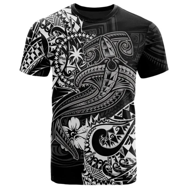 Camiseta de Manga Corta Estilo Creativo para Hombre y Mujer Pohnpei Estampada en 3D Cuello Redondo Divertida Estampada Jersey Suelto Oversize para Hombre
