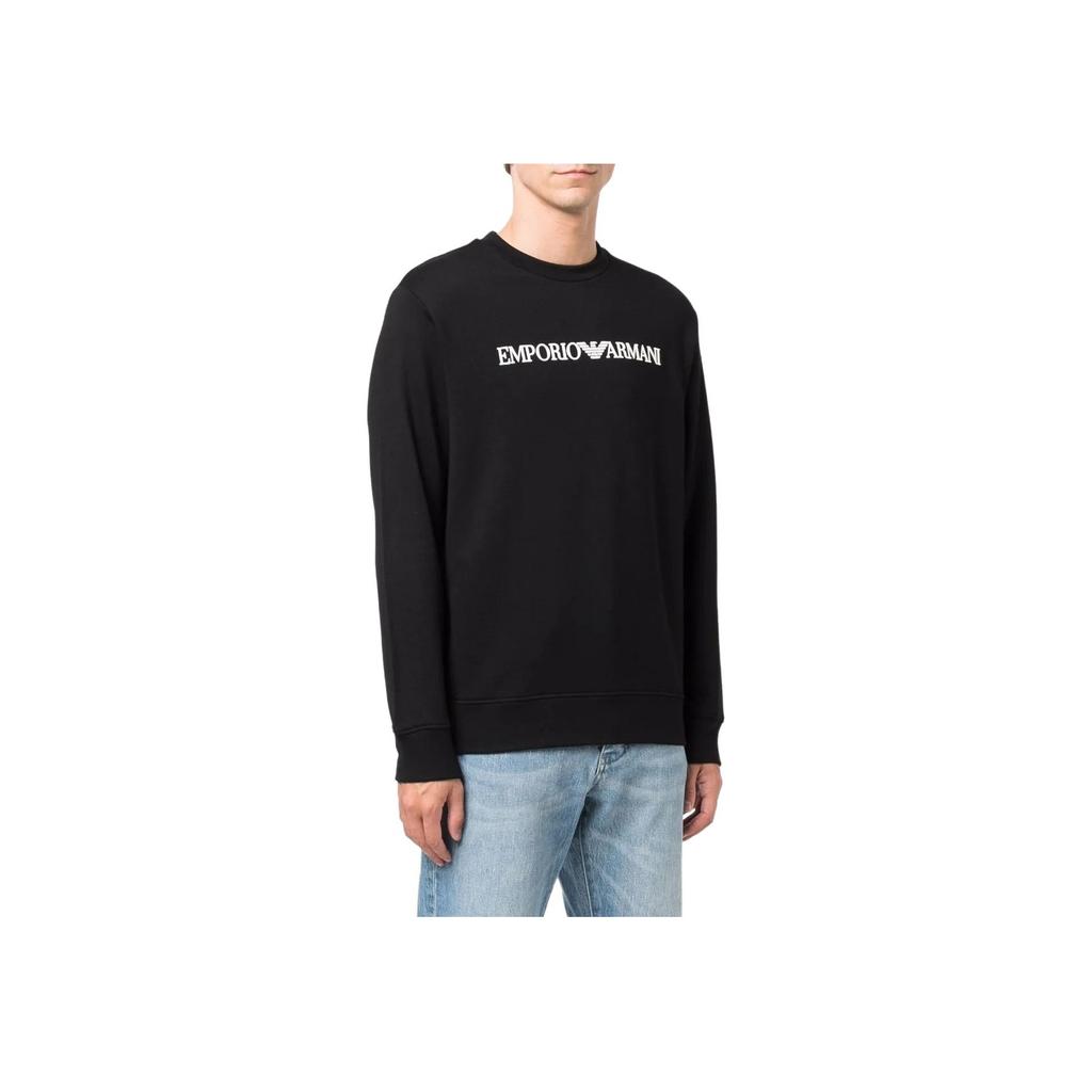 Emporio Armani Felpa Girocollo Manica Lunga con Stampa Lettere Uomo felpa Nera 3D1M70-1JHSZ-0057