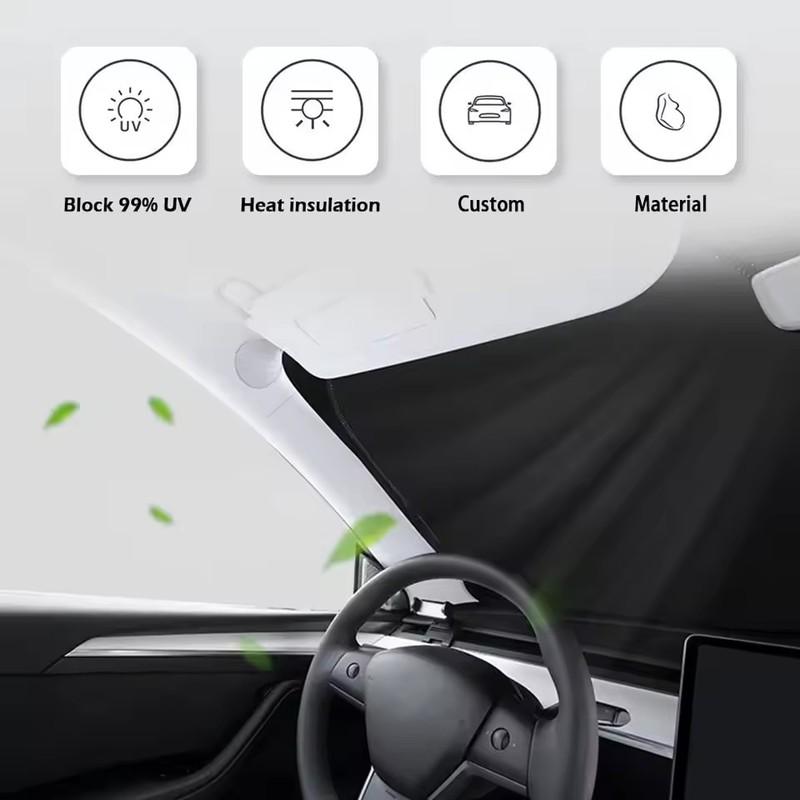 Car Front Windshield Sunshade Heat Insulation Sun Visor Summer Cooling Auto Accessories For Mercedes-Benz EQA 2022~2025 Foldable