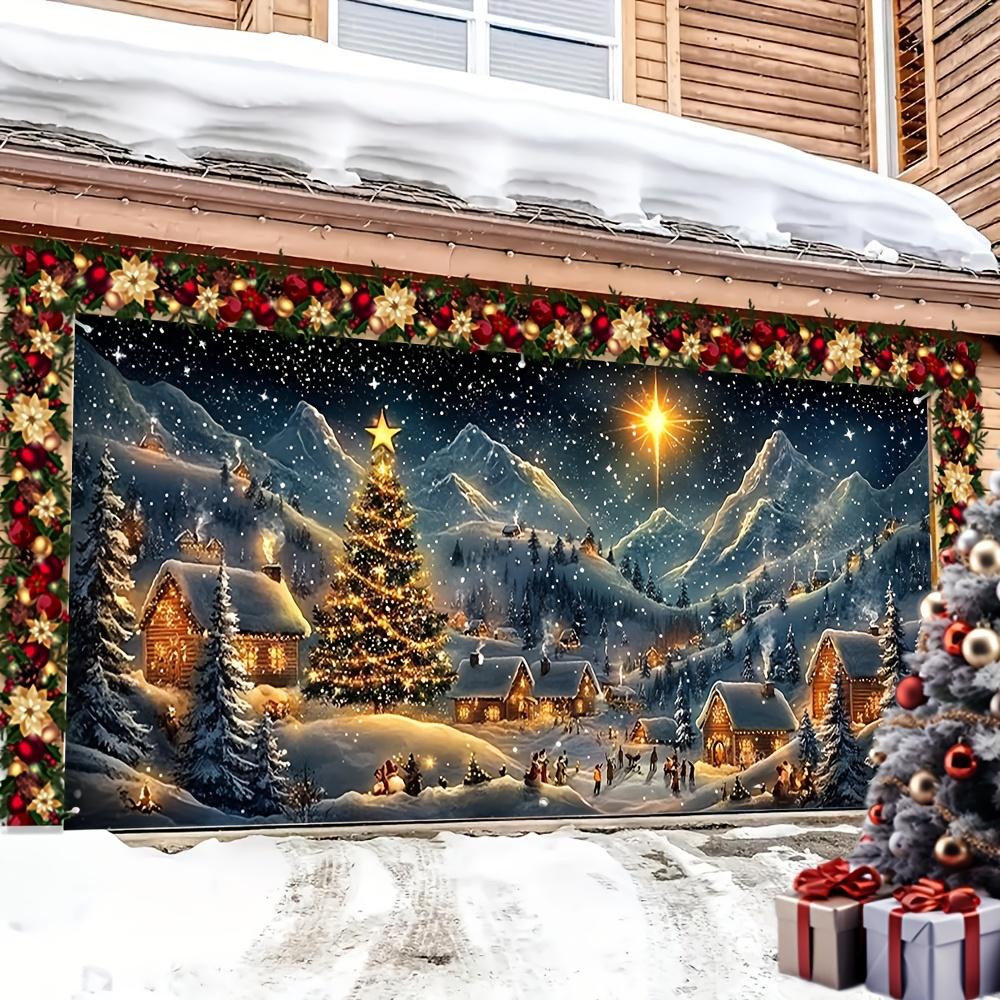 A Glittering Polyester Banner for the Garage Door of Christmas Town, Perfect for Holiday Parties and Holiday Photos