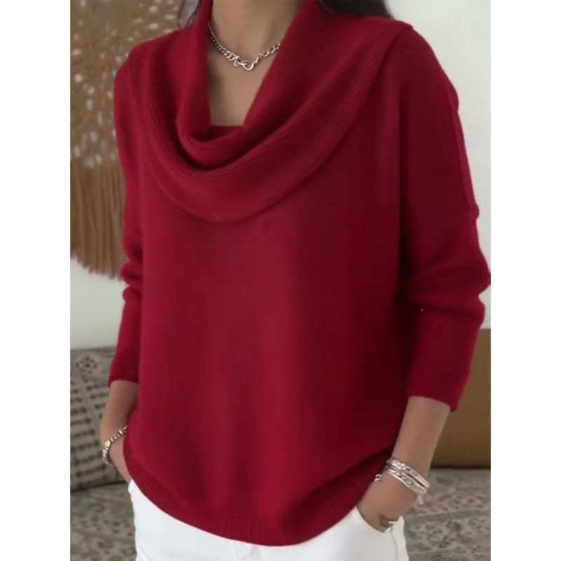 IHUASU Damesmode Casual Effen Kleur Print Herfst Winter Lange Mouw O-Hals Losse Truien