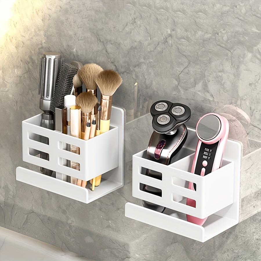 Versatile Wall-Mounted Bathroom Organizer - No-Drill, Plastic Storage Rack for Toothbrushes & Razors, Perfect Home Accessory