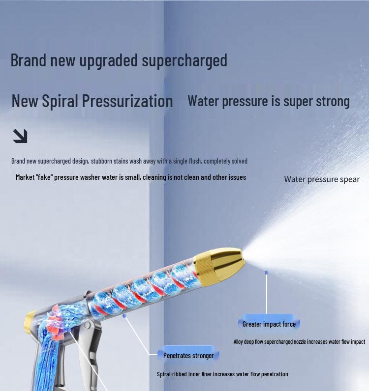 Telescopic High Pressure Car Wash Water Gun with Explosion-Proof Garden Hose