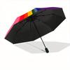 1pc Rainbow Pattern Automatic Open/Close Umbrella, Umbrella with Cartoon Design, Portable Compact Umbrella for Men & Women, Good Holiday Gif