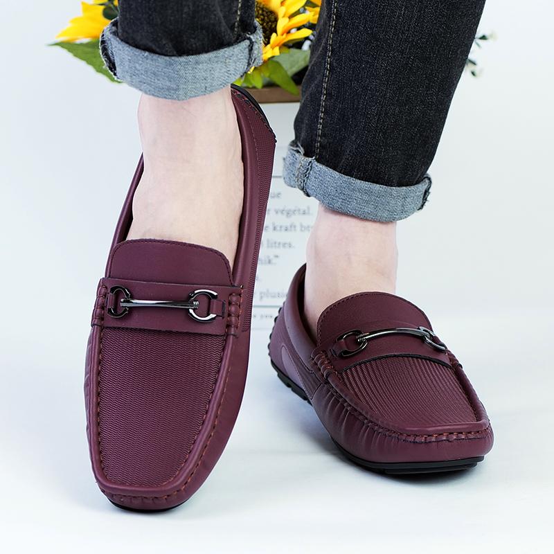 New Brand Design Luxury Highquality Decorative Buckle Men Comfortable Soft Flat Bottomed Square Head Driving Leisure Loafer Shoe