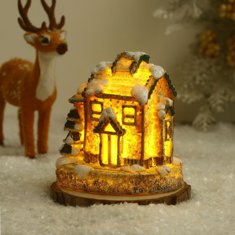 Christmas decoration resin luminous small house micro landscape European style ornaments Christmas creative Christmas gifts