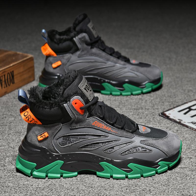 

Snow boots high-top shoes men s winter casual sports shoes fleece thickened warm cotton shoes inner height increase dad trendy shoes 44