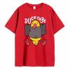 Duck Tape Druck Mann T-Shirt Kragen Kurzarm 100% Baumwolle Herrenbekleidung für Sommer Lässiges T-Shirt Modetrend T-Shirt