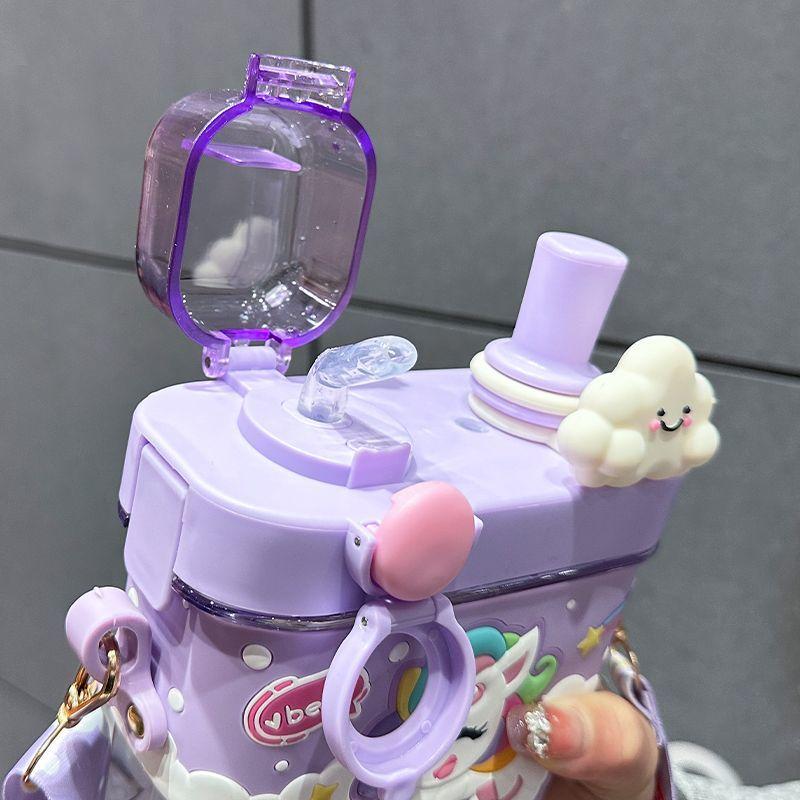 Kapybara Barn Tecknad Plast Mjölk Juicer Sugrör Mugg Söt Barn Enhörning Dinosaurie Dubbel Dricksvattenflaska Lättöppnad Vatten Cu