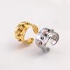 Stainless Steel Colorful Crystal Zirconia Ring for Women Vintage Elegant Open Adjustable Rings Wedding Party Zircon Gifts