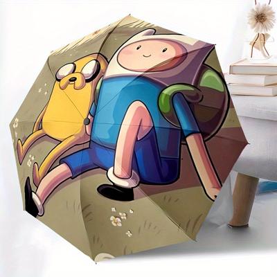 Adventure Time Friendship Automatic Open/Close Umbrella   Compact Travel Umbrella, 8 Rib Heavy Duty Construction, Ideal Gift,