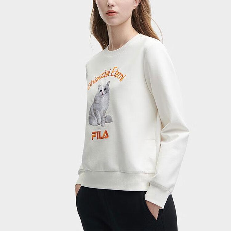 New FILA Sweatshirts Women's Light Beige White F11W348210F-IV