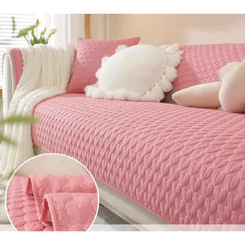

Подушка для дивана, универсальная нескользящая хлопковая подушка на четыре сезона, комбинированный чехол для дивана для гостиной, утолщенная защитная мебель для мебели 110x180cm 1pcs розовый