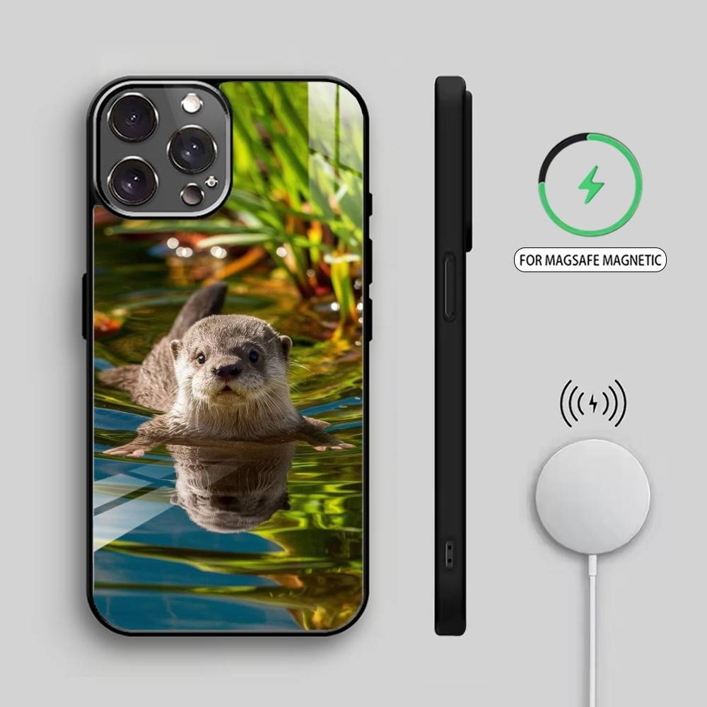 So Adorable R-River Otter Phone Case For iPhone17,16,15,14,13,12,11 Plus,Pro Max Magnetic For Magsafe Wireless Charging