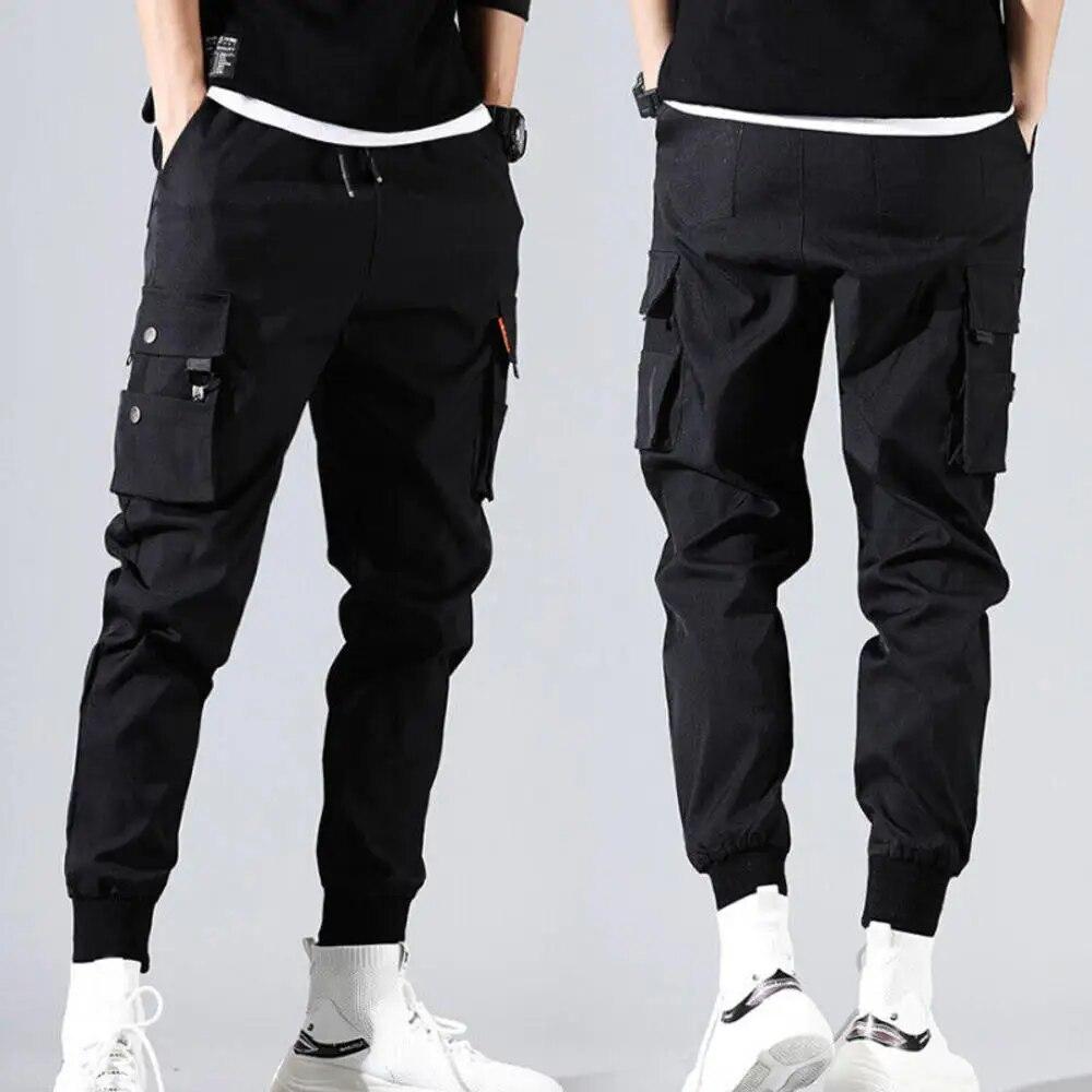 Erkek Hip Hop Jogger Pantolon Moda Eşofman Tulum Günlük Erkek Kargo Pantolon Çok Cepli İpli Dış Giyim Erkek Eşofman
