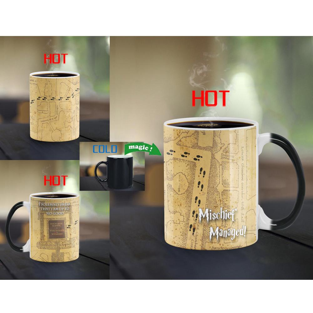 Creative Magic Mug Color Changing Mug Marauders Map Mischief Managed Coffee Tea Cup Hot Drink Mug Drinkware Fans  Christmas Gift 301-400ml