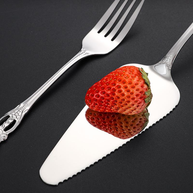 Stainless Steel Cake Cutting Set, Elegant Gold Cake Cutter and Cake Server with Small Forks, Use for Home, Anniversary, Birthday, Wedding, Party