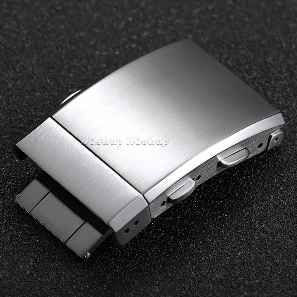 18 20mm 22mm 316L Solid Stainless Steel Watch Clasp Luxury Extendable Adjustable Folding Buckle Brushed Metal Clasp Accessories