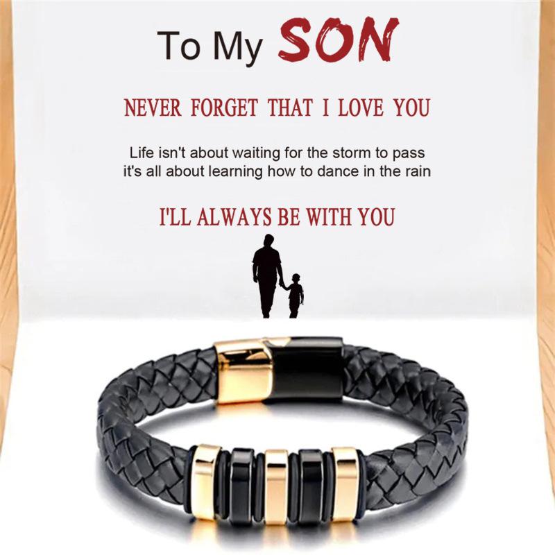 Men’s Tribal Style Stainless-Steel Leather Bracelet – Fashion Magnetic Clasp Titanium Steel Wristband